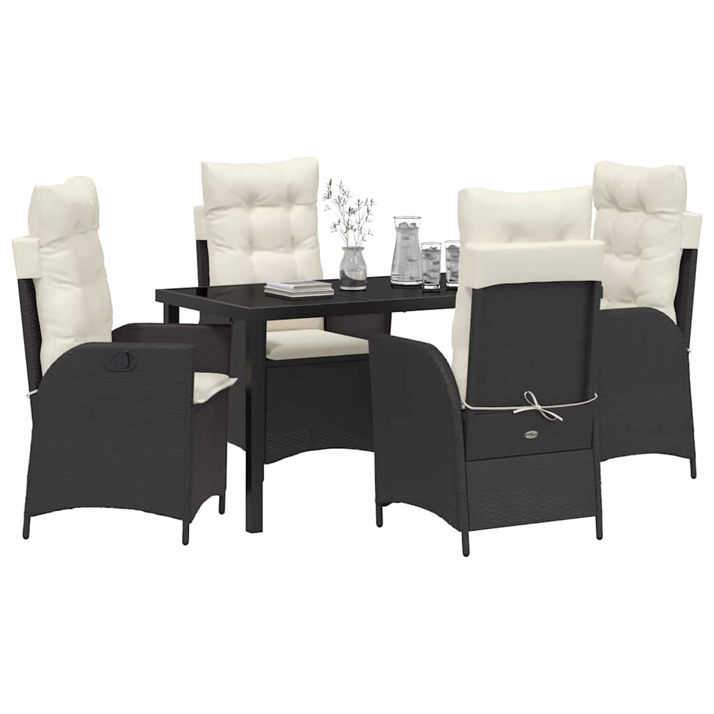 Garten Essgruppe mit Kissen 5 pcs Schwarz Poly-Rattan