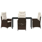 Garten Essgruppe mit Kissen 5 pcs Braun Poly-Rattan