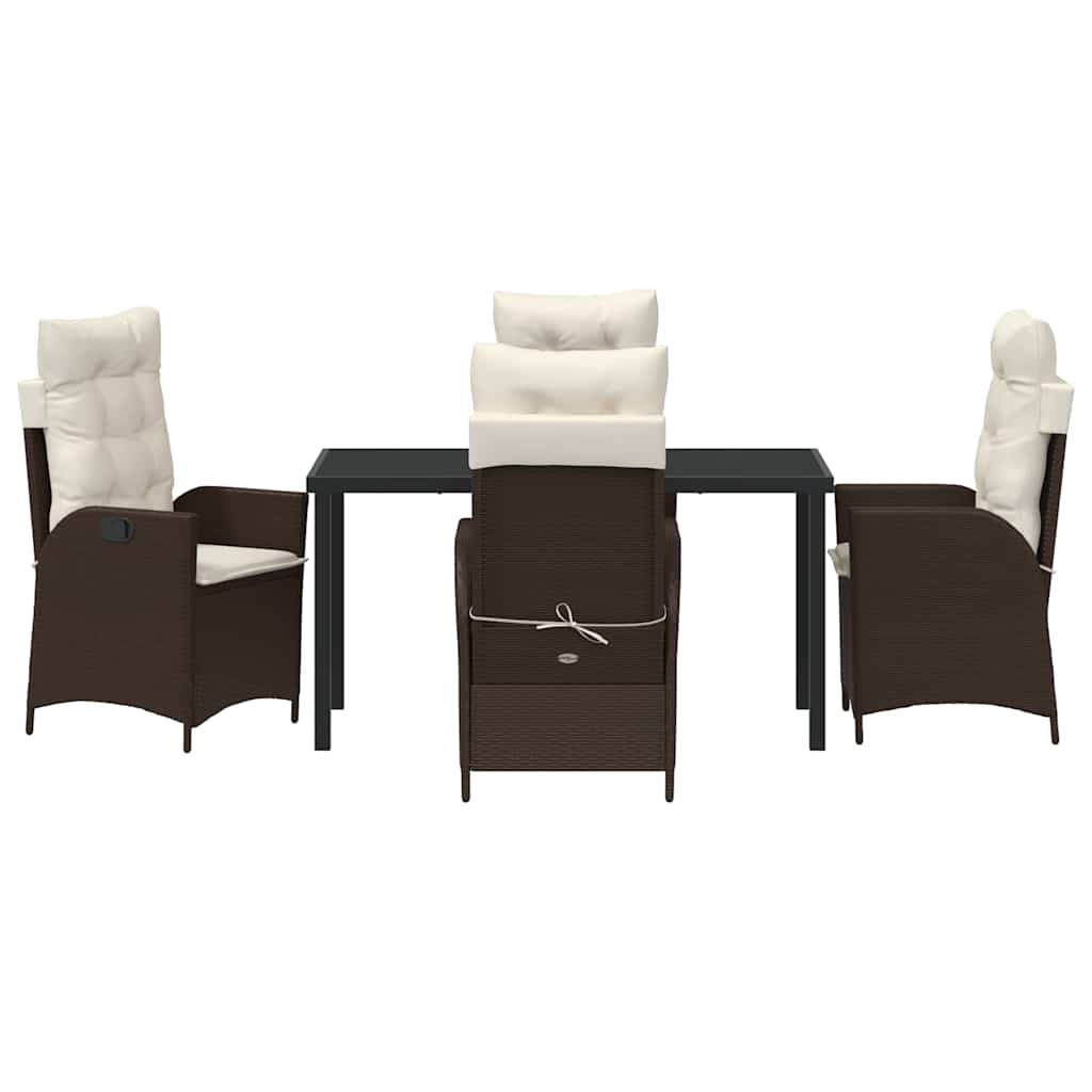 Garten Essgruppe mit Kissen 5 pcs Braun Poly-Rattan