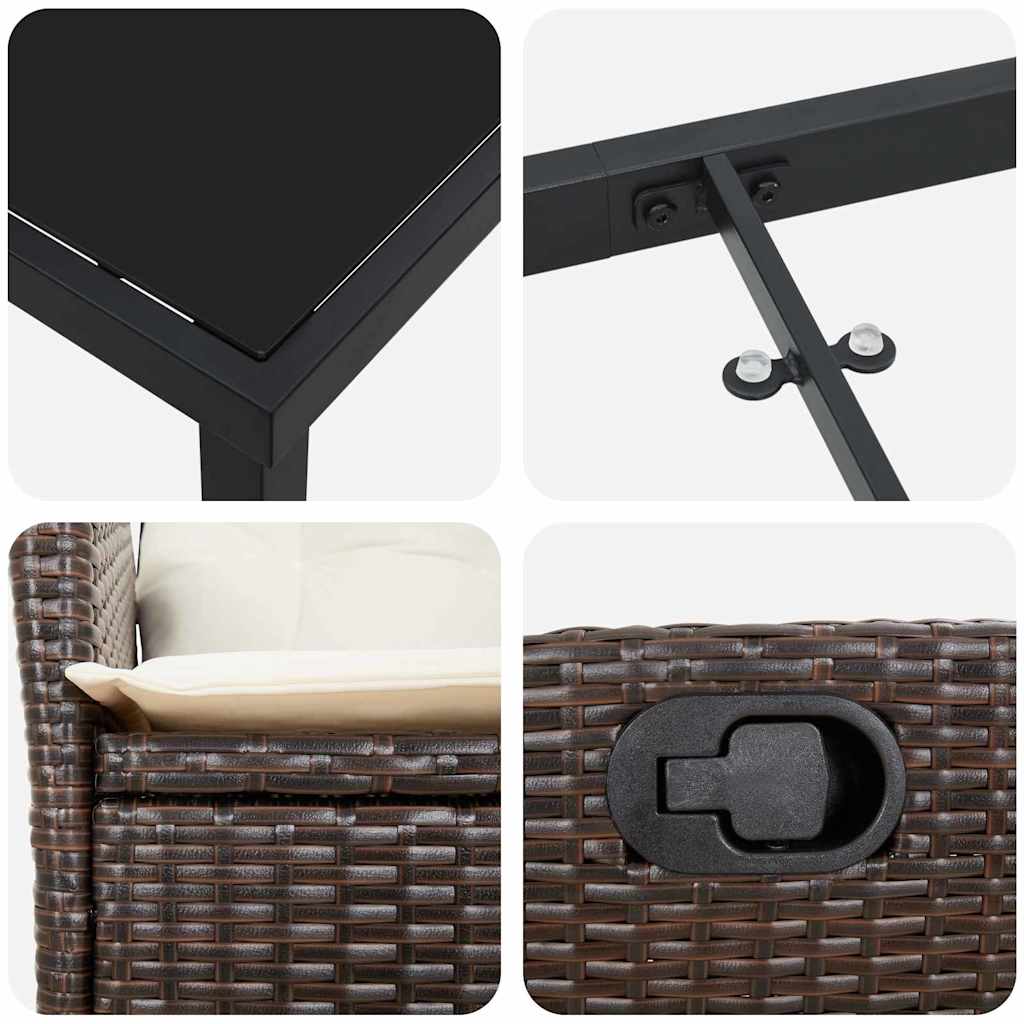 Garten Essgruppe mit Kissen 7 pcs Braun Poly-Rattan