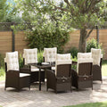 Garten Essgruppe mit Kissen 7 pcs Braun Poly-Rattan