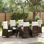 Garten Essgruppe mit Kissen 7 pcs Braun Poly-Rattan