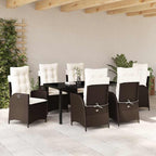 Garten Essgruppe mit Kissen 7 pcs Braun Poly-Rattan
