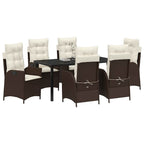 Garten Essgruppe mit Kissen 7 pcs Braun Poly-Rattan