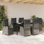 Garten Essgruppe mit Kissen 7 pcs Grau Poly-Rattan
