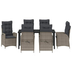 Garten Essgruppe mit Kissen 7 pcs Grau Poly-Rattan