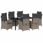 Garten Essgruppe mit Kissen 7 pcs Grau Poly-Rattan