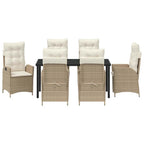 Garten Essgruppe mit Kissen 7 pcs Beige Poly-Rattan