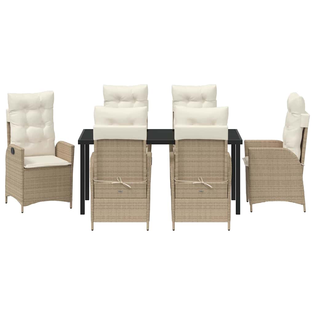 Garten Essgruppe mit Kissen 7 pcs Beige Poly-Rattan