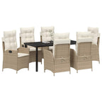 Garten Essgruppe mit Kissen 7 pcs Beige Poly-Rattan