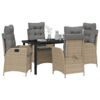 Garten Essgruppe mit Kissen 5 pcs Beige Poly-Rattan