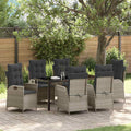 Garten Essgruppe mit Kissen 7 pcs Hellgrau Poly-Rattan