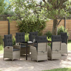 Garten Essgruppe mit Kissen 7 pcs Hellgrau Poly-Rattan