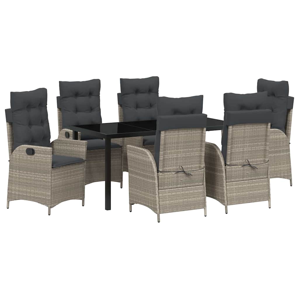Garten Essgruppe mit Kissen 7 pcs Hellgrau Poly-Rattan