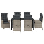 Garten Essgruppe mit Kissen 7 pcs Hellgrau Poly-Rattan