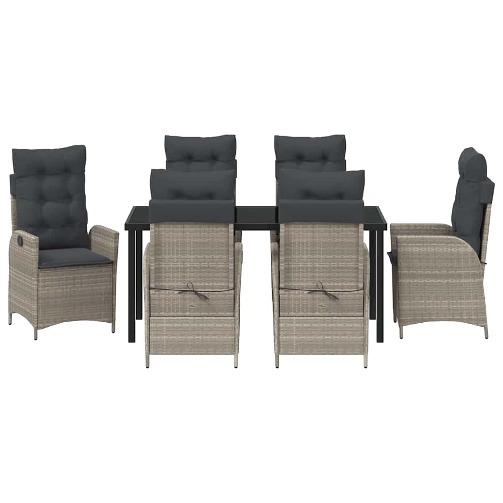 Garten Essgruppe mit Kissen 7 pcs Hellgrau Poly-Rattan