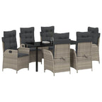 Garten Essgruppe mit Kissen 7 pcs Hellgrau Poly-Rattan