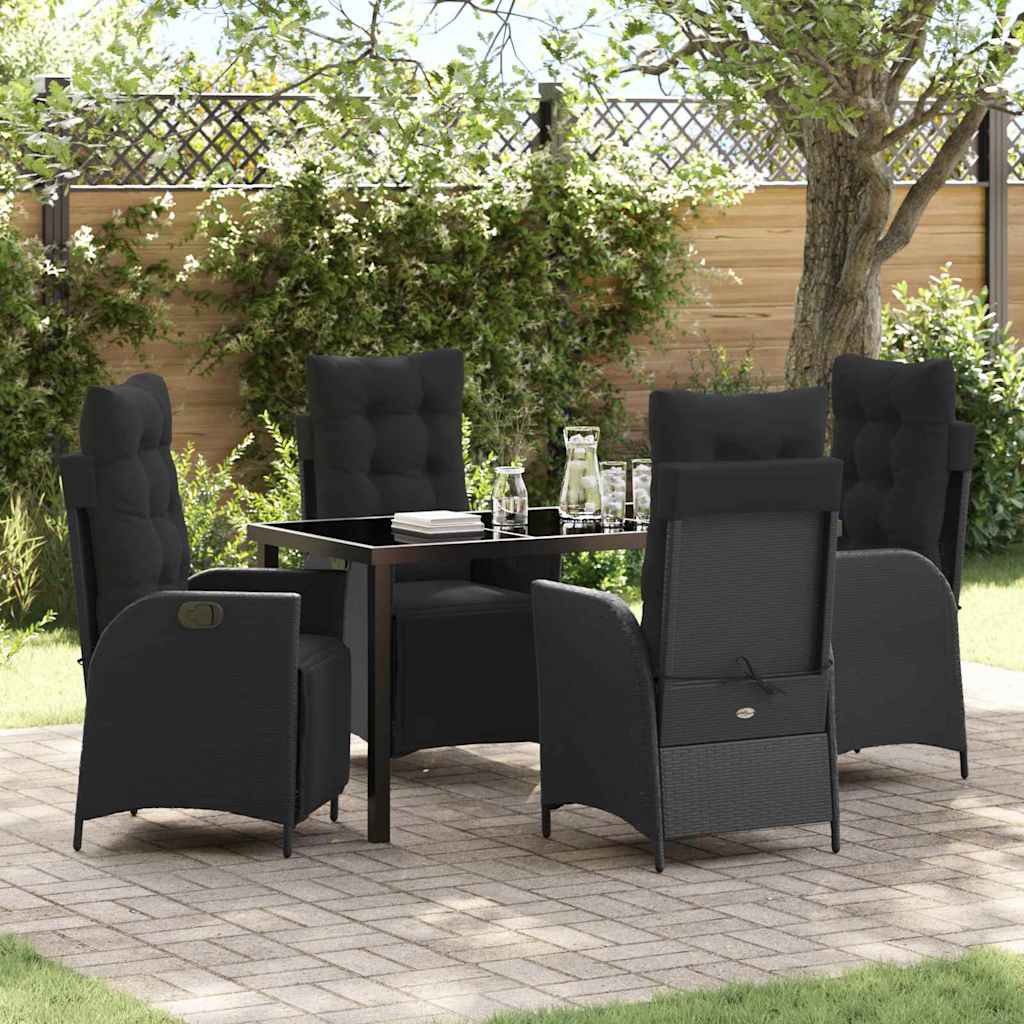 Garten Essgruppe mit Kissen 5 pcs Schwarz Poly-Rattan