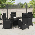 Garten Essgruppe mit Kissen 5 pcs Schwarz Poly-Rattan