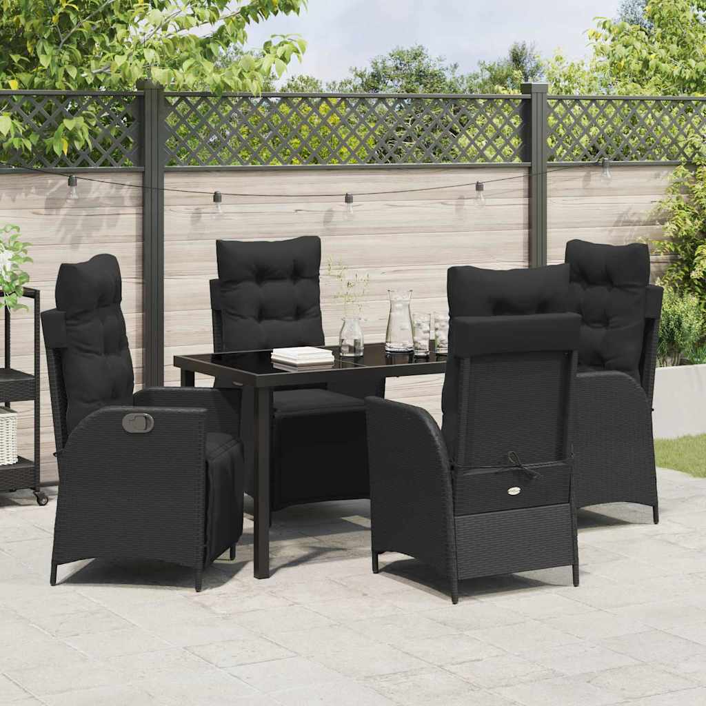 Garten Essgruppe mit Kissen 5 pcs Schwarz Poly-Rattan
