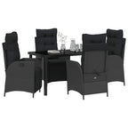Garten Essgruppe mit Kissen 5 pcs Schwarz Poly-Rattan