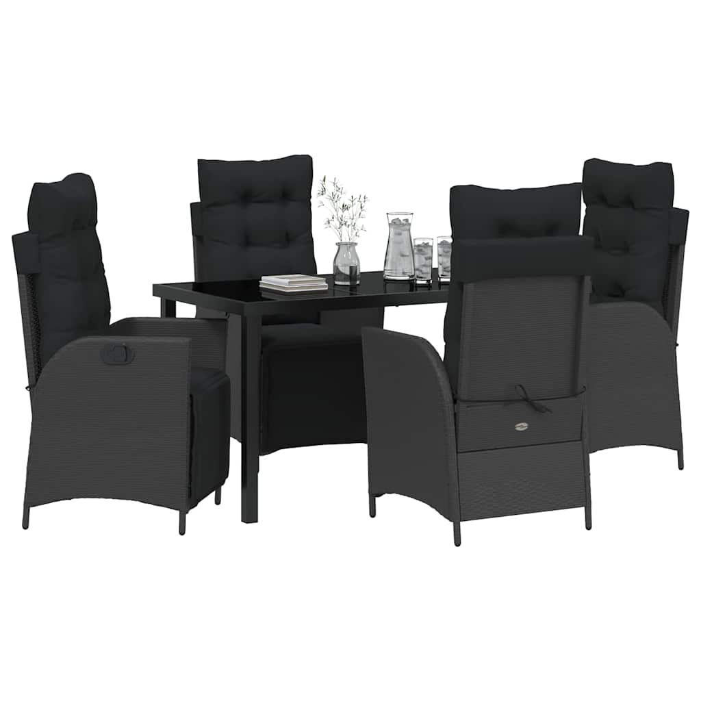 Garten Essgruppe mit Kissen 5 pcs Schwarz Poly-Rattan