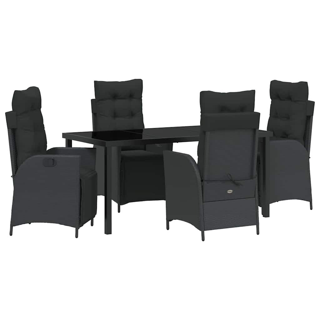Garten Essgruppe mit Kissen 5 pcs Schwarz Poly-Rattan