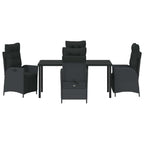 Garten Essgruppe mit Kissen 5 pcs Schwarz Poly-Rattan