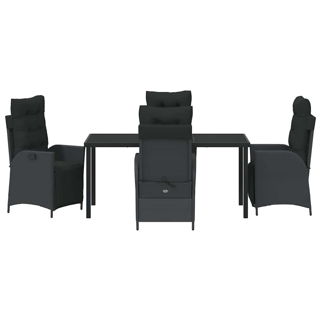 Garten Essgruppe mit Kissen 5 pcs Schwarz Poly-Rattan