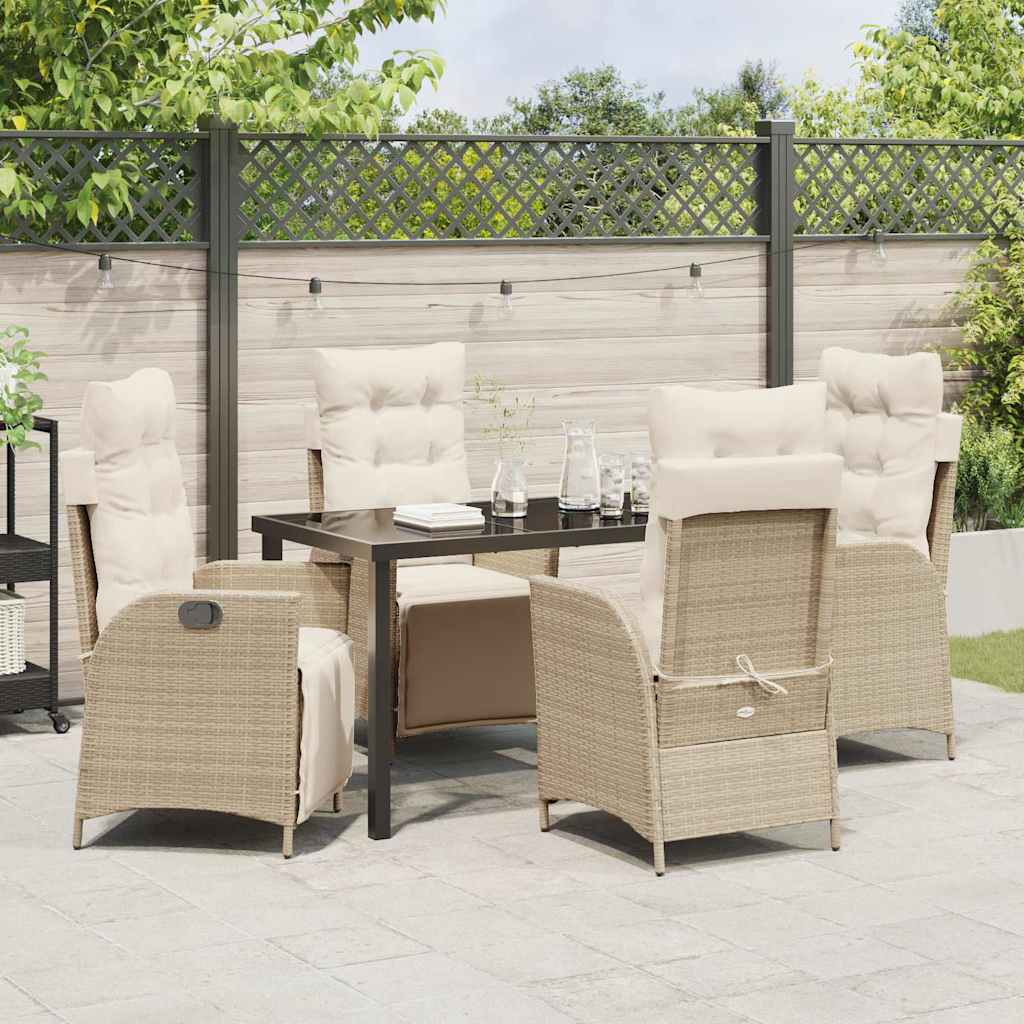 Garten Essgruppe mit Kissen 5 pcs Beige Poly-Rattan