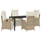 Garten Essgruppe mit Kissen 5 pcs Beige Poly-Rattan