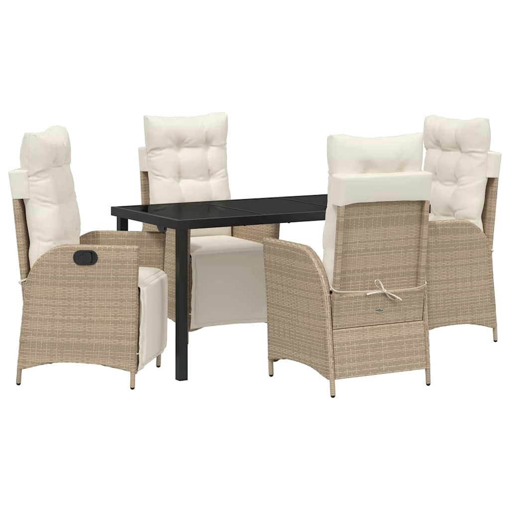 Garten Essgruppe mit Kissen 5 pcs Beige Poly-Rattan