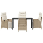 Garten Essgruppe mit Kissen 5 pcs Beige Poly-Rattan