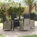 Garten Essgruppe mit Kissen 5 pcs Hellgrau Poly-Rattan