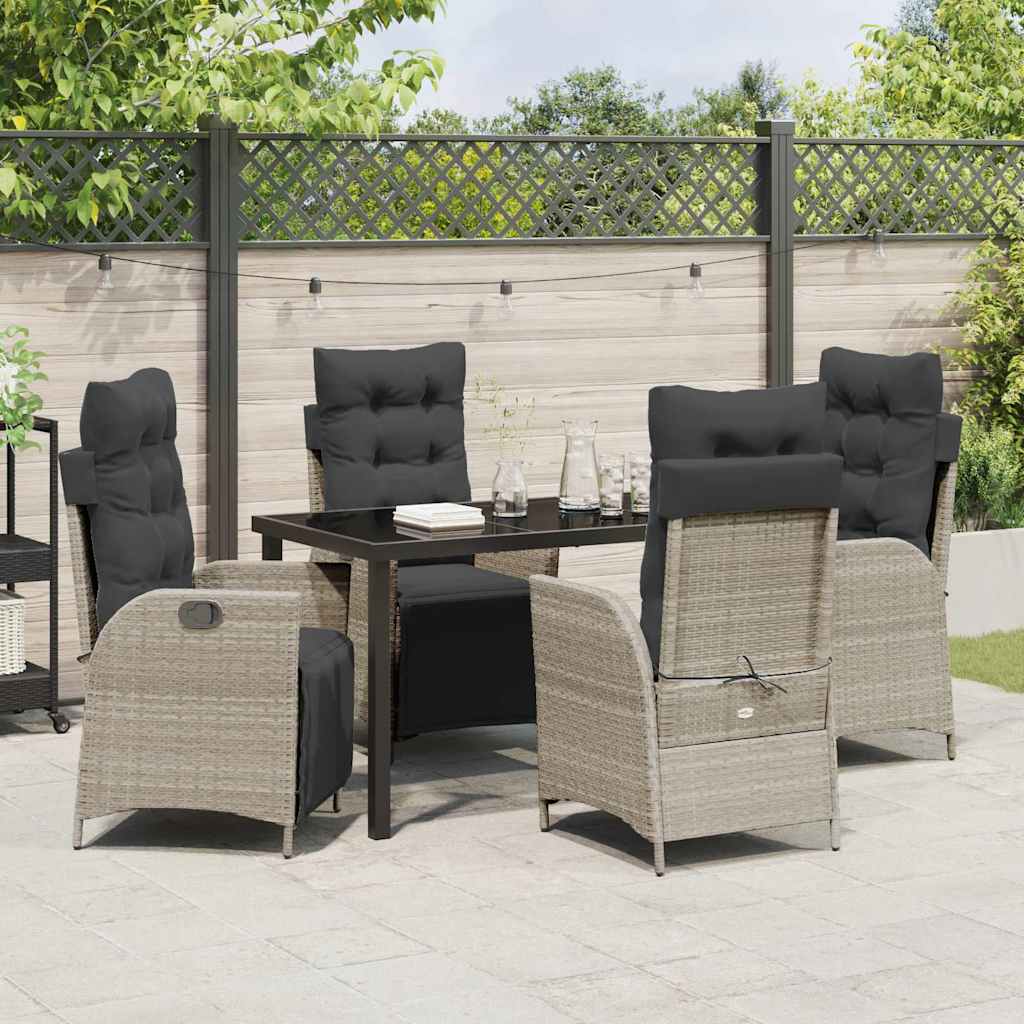 Garten Essgruppe mit Kissen 5 pcs Hellgrau Poly-Rattan