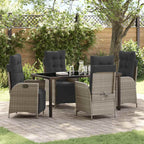 Garten Essgruppe mit Kissen 5 pcs Hellgrau Poly-Rattan