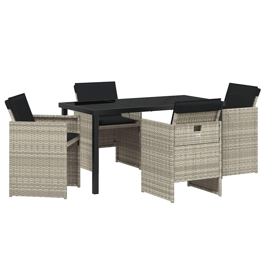 Garten Essgruppe 5 pcs Hellgrau Poly-Rattan