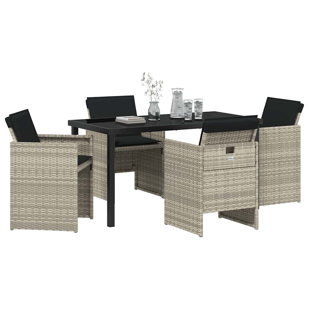 Garten Essgruppe 5 pcs Hellgrau Poly-Rattan