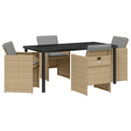 Garten Essgruppe 5 pcs Beige Poly-Rattan