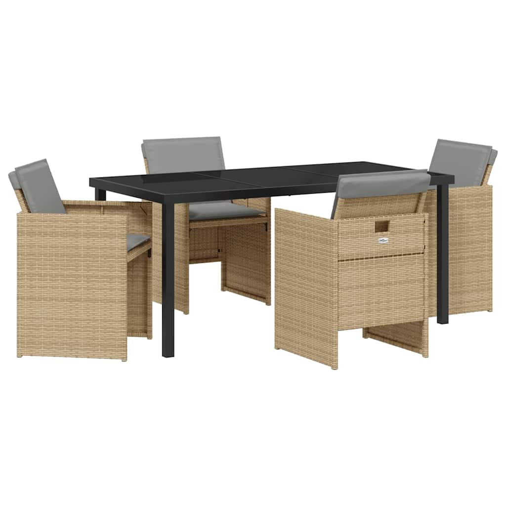 Garten Essgruppe 5 pcs Beige Poly-Rattan