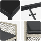 Garten Essgruppe 5 pcs Hellgrau Poly-Rattan