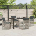Garten Essgruppe 5 pcs Hellgrau Poly-Rattan