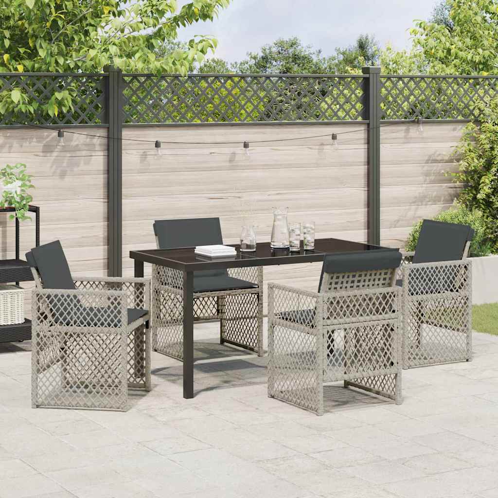 Garten Essgruppe 5 pcs Hellgrau Poly-Rattan