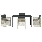 Garten Essgruppe 5 pcs Hellgrau Poly-Rattan