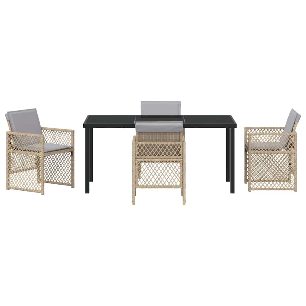 Garten Essgruppe 5 pcs Beige Poly-Rattan