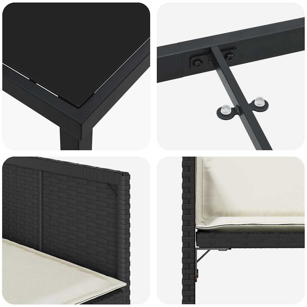 Garten Essgruppe 5 pcs Schwarz Poly-Rattan