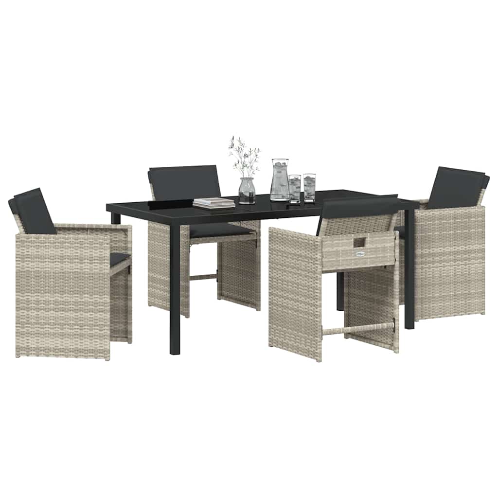 Garten Essgruppe 5 pcs Hellgrau Poly-Rattan