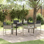 Garten Essgruppe 5 pcs Hellgrau Poly-Rattan