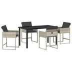 Garten Essgruppe 5 pcs Hellgrau Poly-Rattan