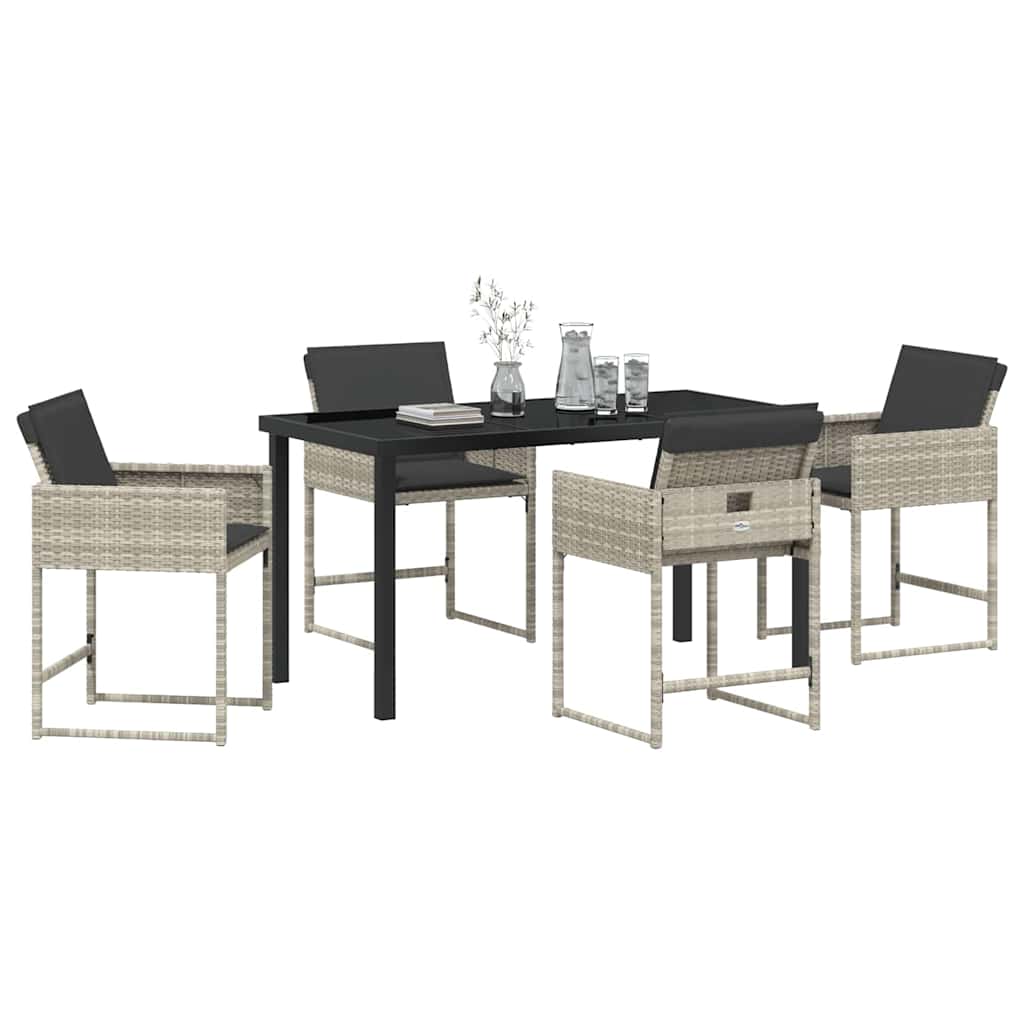 Garten Essgruppe 5 pcs Hellgrau Poly-Rattan